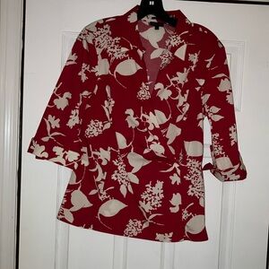 Talbots Red 3/4 Sleeve Blouse